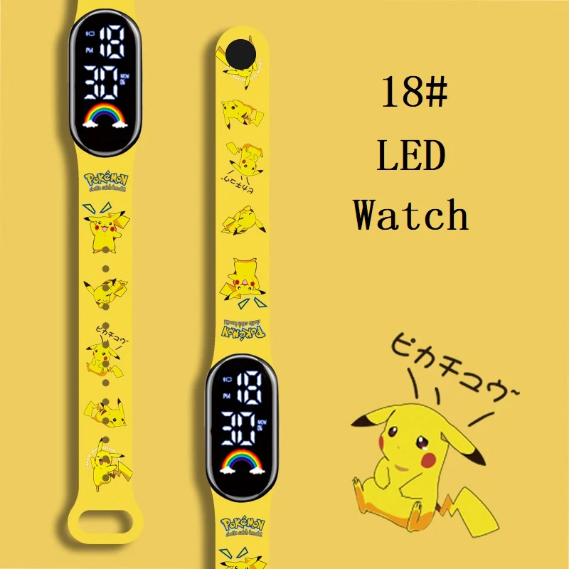 

Pokemon Strap LED Electronic Watch Fashion Colorful Bracelet Touch Waterproof Anime Character Pikachu Children's Birthday Watchs