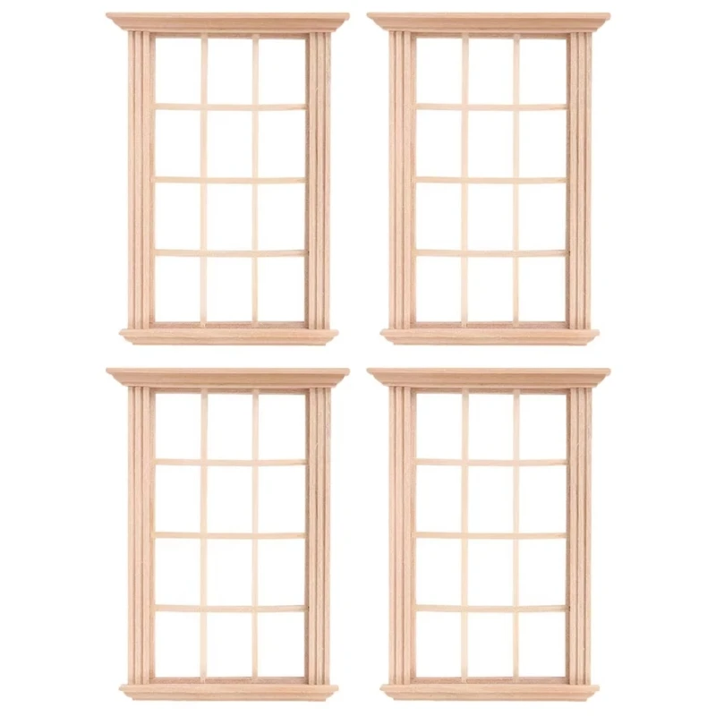 Pack of 4 Miniature Sturdy Window Frames Accessory for Dollhouses 1 12 Scale Child Models and Art Craft Supplies