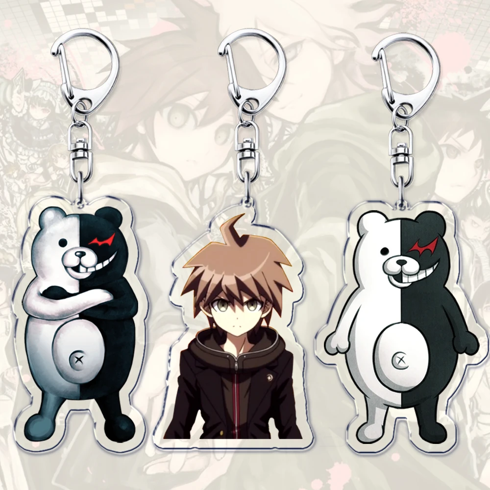 Llaveros de personajes de Anime para bolsa de accesorios Monokuma Makoto Naegi Aoi Asahina Byakuya Togami llaveros joyería regalos para seguidores