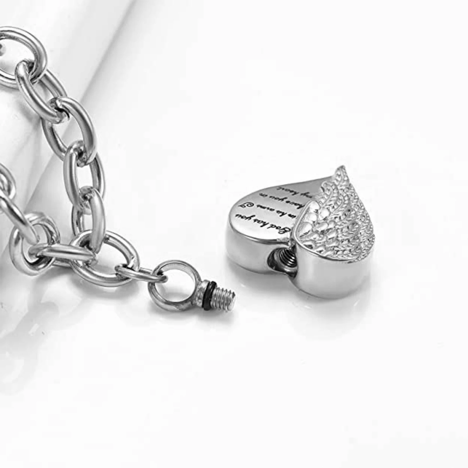 Urn Bracelet for Ashes Stainless Steel Cremation Bracelet with Heart Charm Ashes Holder Memorial Jewelry Urn Bangle for Ashes