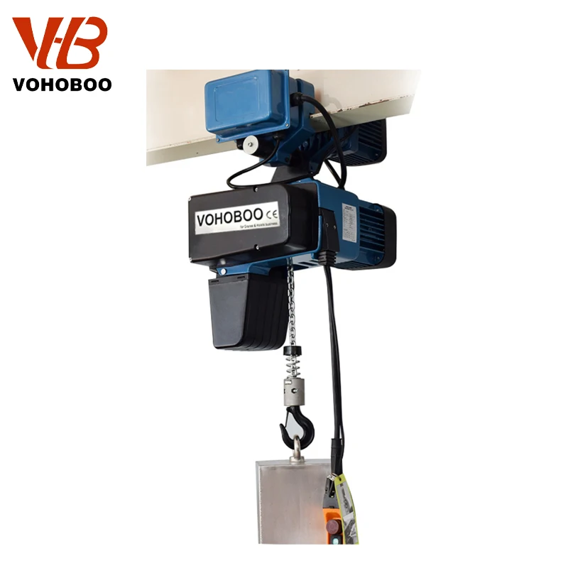 Factory Prices 250kg 500kg 1t VOHOBOO Electric Traveling European Standard Chain Hoist