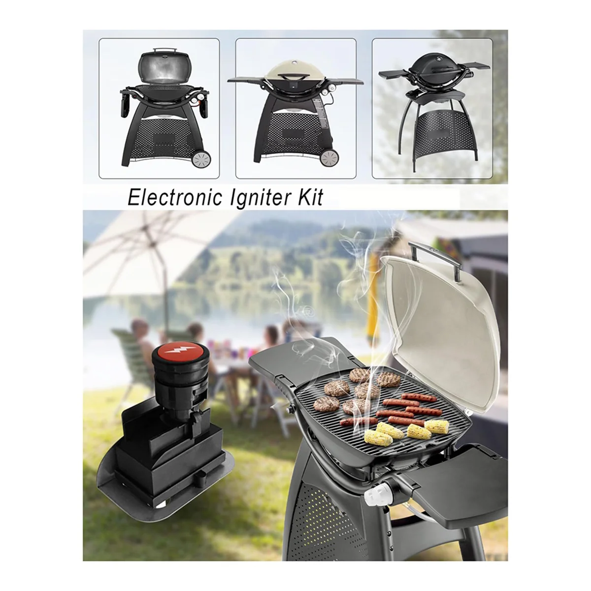 63788 Igniter Kit สําหรับ Q320 2008 & Q3200 2014 Series แก๊ส Grills 80452 60092 Push ปุ่มจุดระเบิด,Grill Igniter ชุด