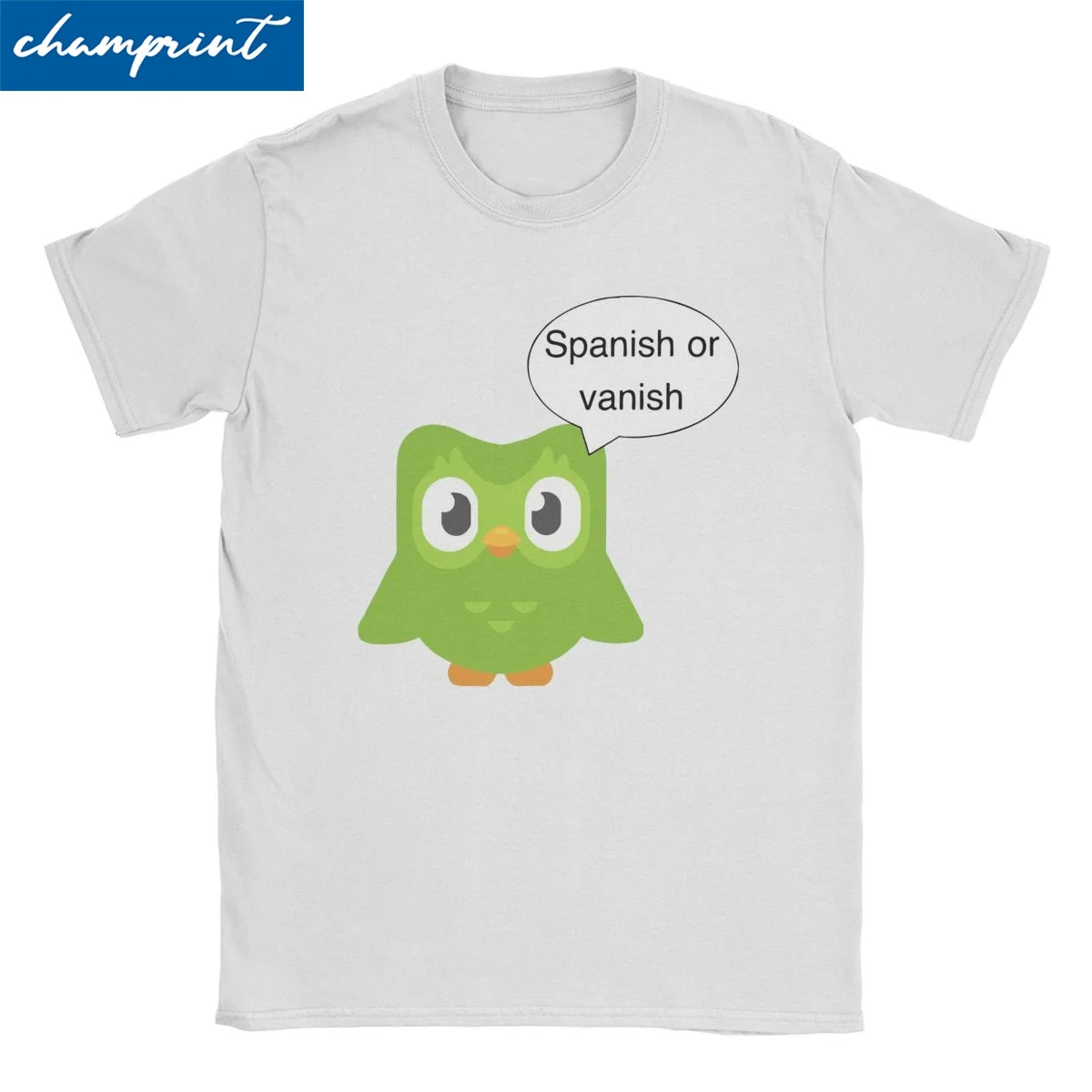 Vintage Spanish Or Vanish Duolingo T-Shirts Men Women's O Neck 100% Cotton T Shirt Cartoon Tees Graphic Printed Clothes