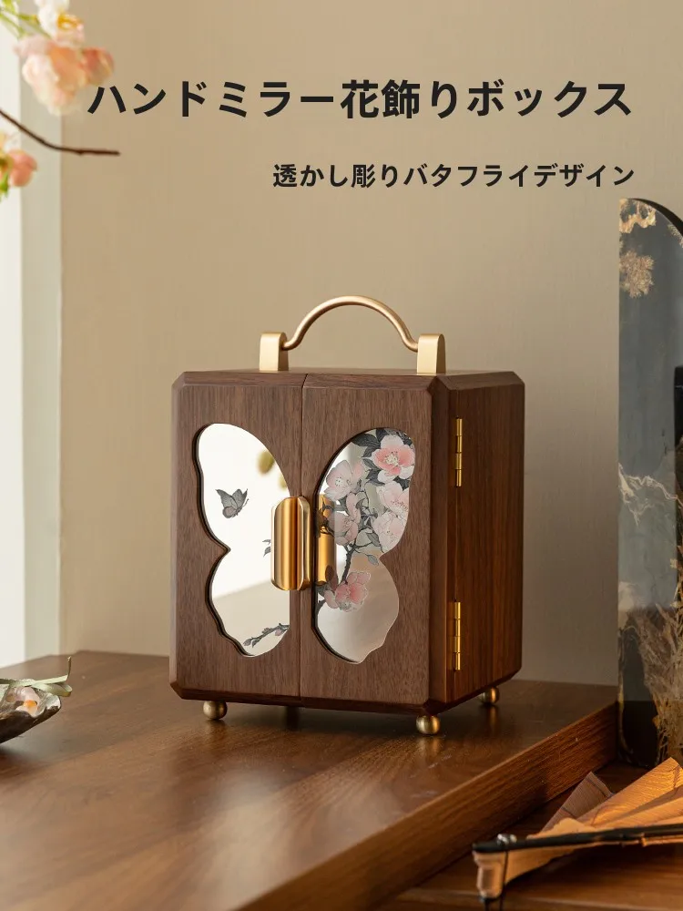 High-End Wooden Jewelry Box Gold Necklace Ring Storage Organizer Wedding Gift Elegant Vintage Chinese Style Desktop Storage