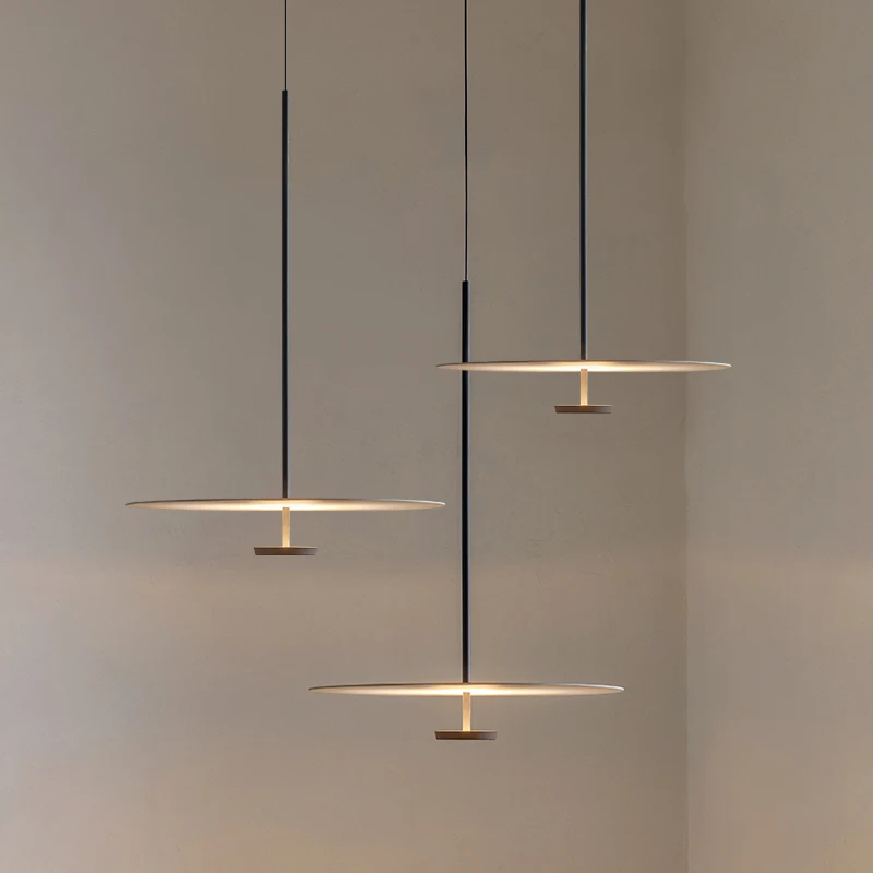 

Modern LED Pendant Light For Kitchen Island Nordic Designer Dinning Room Lamp Minimalist Disc Ring Bedroom Hanging Lamp Fixture