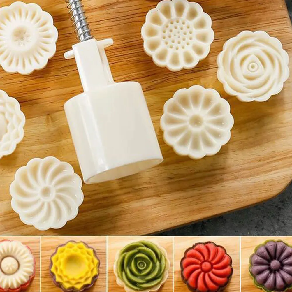 

2 Sets Moon Cake Mold Bakeware Molds Stamps Tools Hand-pressure Mould Baking with