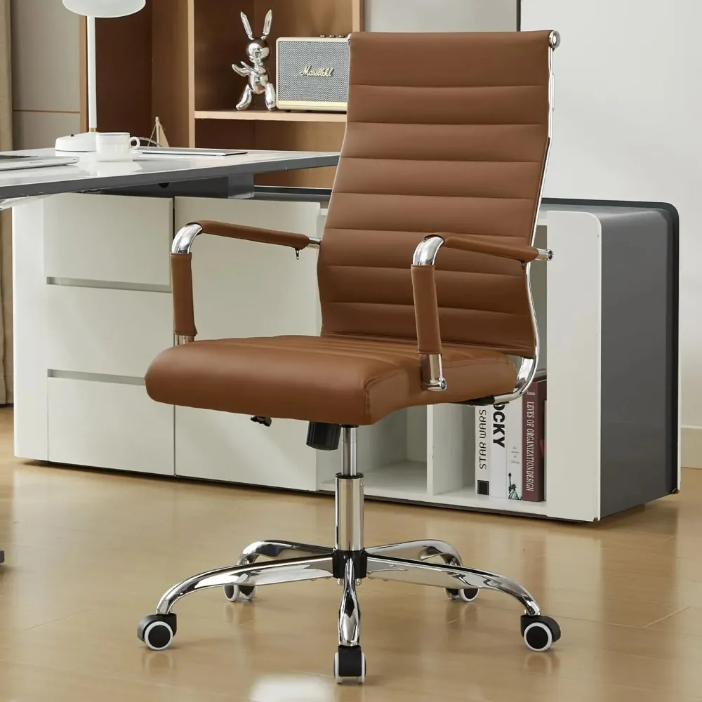 

Office Desk Chair Leather, Conference Room Chairs with Wheels, Modern Executive Computer Guest Chairs with Arms.