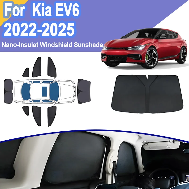 

Car Sunshades Full Visor For Kia EV6 CV 2022 2023 2024 2025 Windshield Privacy Curtain UV Protection Light Blocking Accessories