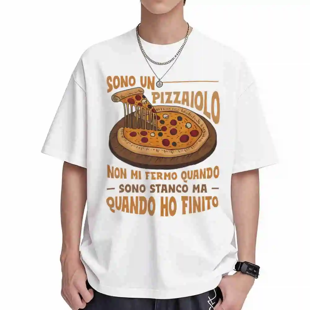 Pizza Chef Graphic Italian Slogan Pizza Lovers Short Sleeve Tee 100% Cotton T-Shirt