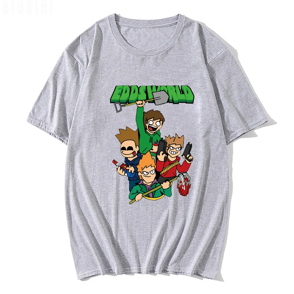 Eddsworld T-shirt 100% Cotton Short Sleeve 2022 Summer O-Neck Boys Girls Tops Loose Unisex Cute Print EU Size Casual Tees Casual