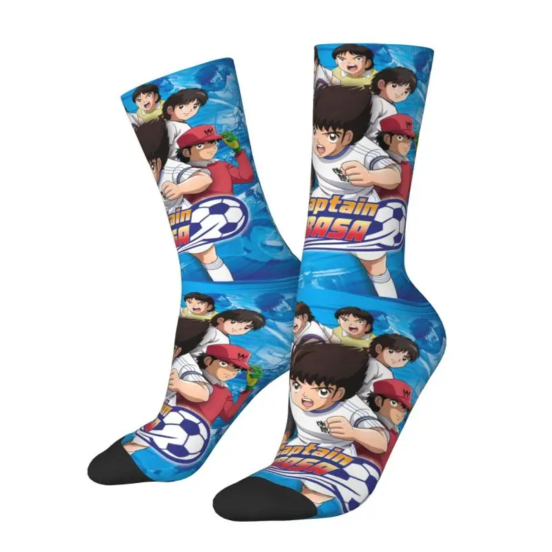 Calcetines deportivos Harajuku para hombre y mujer, medias cálidas con estampado 3D de capitán Tsubasa, Manga de fútbol japonés, baloncesto