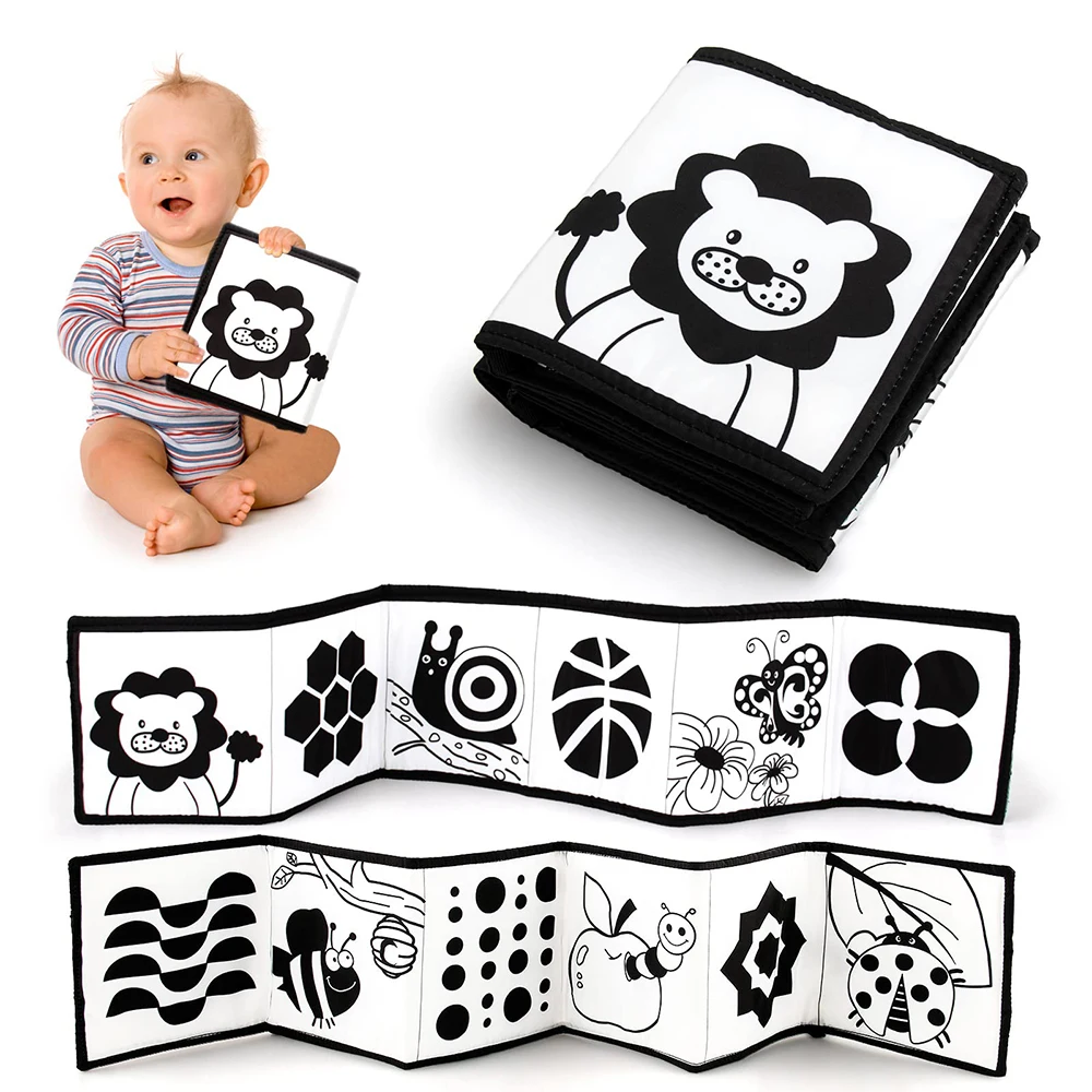 New Baby Soft Cloth Book Toys High Contrast Black and White  Babies Infants Early Educational Toys for 0 12 Months Newborn Gifts