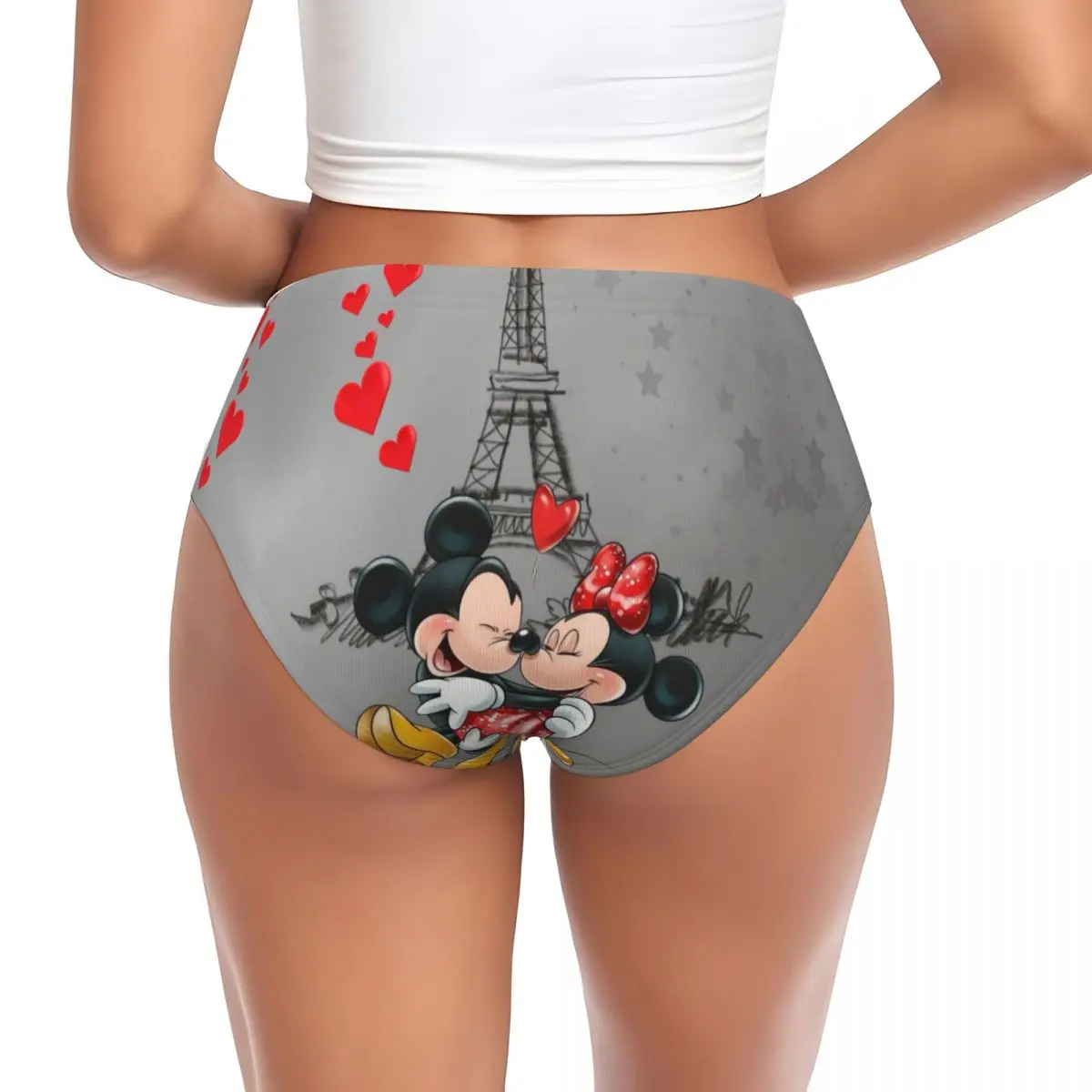 Женские трусики с Микки Маусом и Минни Маус на заказ, удобные трусы с Эйфелевой башней Love, нижнее белье