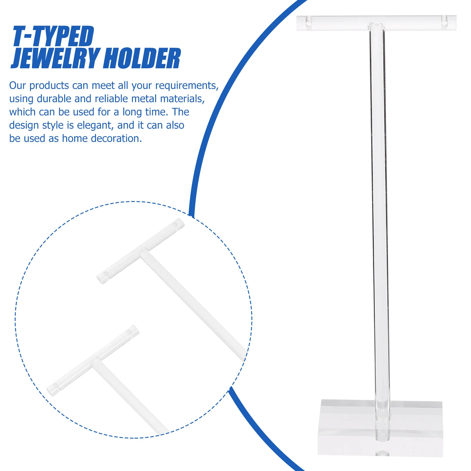 

2Pcs Earrings Display Stand Clear Acrylic Jewelry Holder T-Bar Showcase Rack Desktop Organizer Perfect for Trade Shows Stores