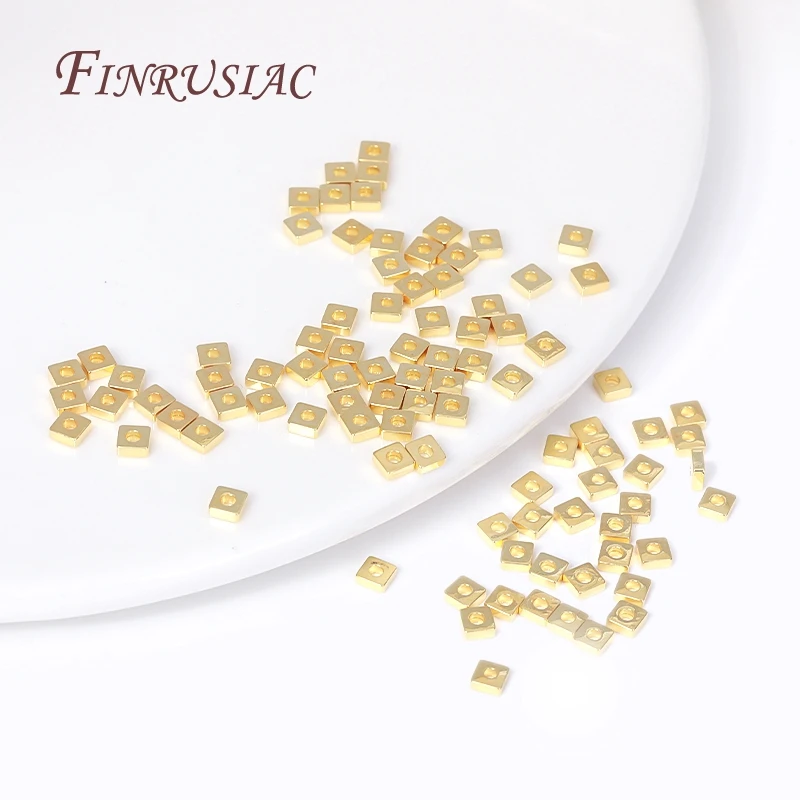 3mm 18 Karat vergoldete flache quadratische Abstands perlen für Perlen abscheider, hand gefertigtes Zubehör für die Herstellung von DIY-Schmuck – Detail 10