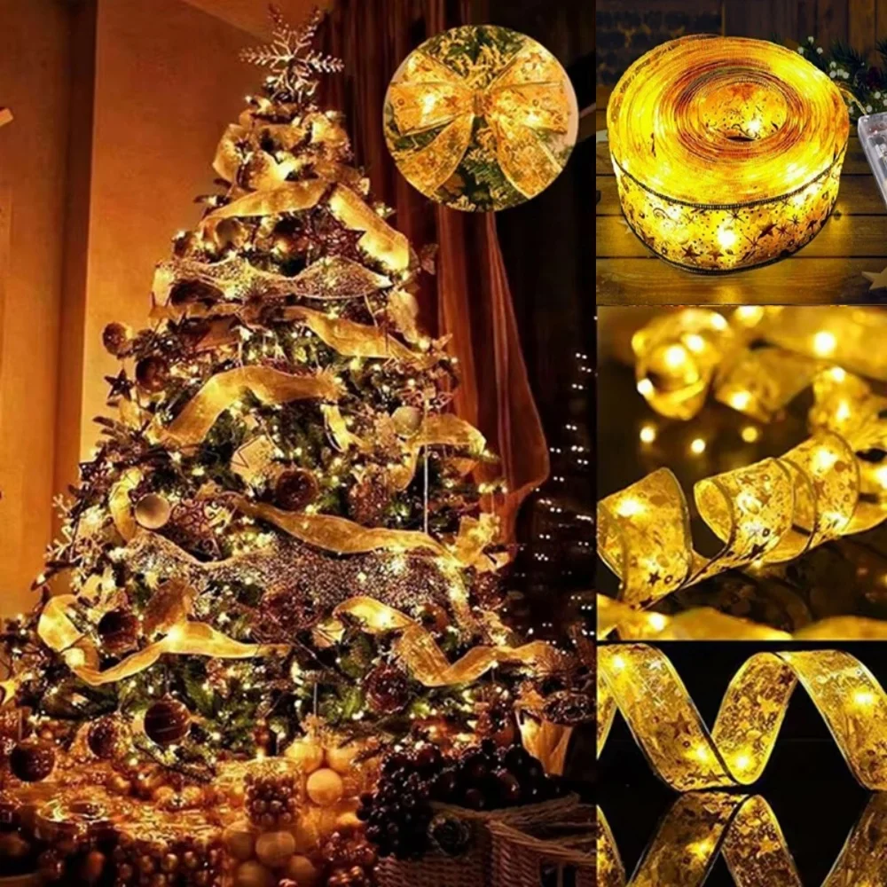 1Pack 2/5/10M Christmas Ribbon Lights Mini Lights Copper Wire Fairy String Lights For Party Weddings Christmas Tree Decortion