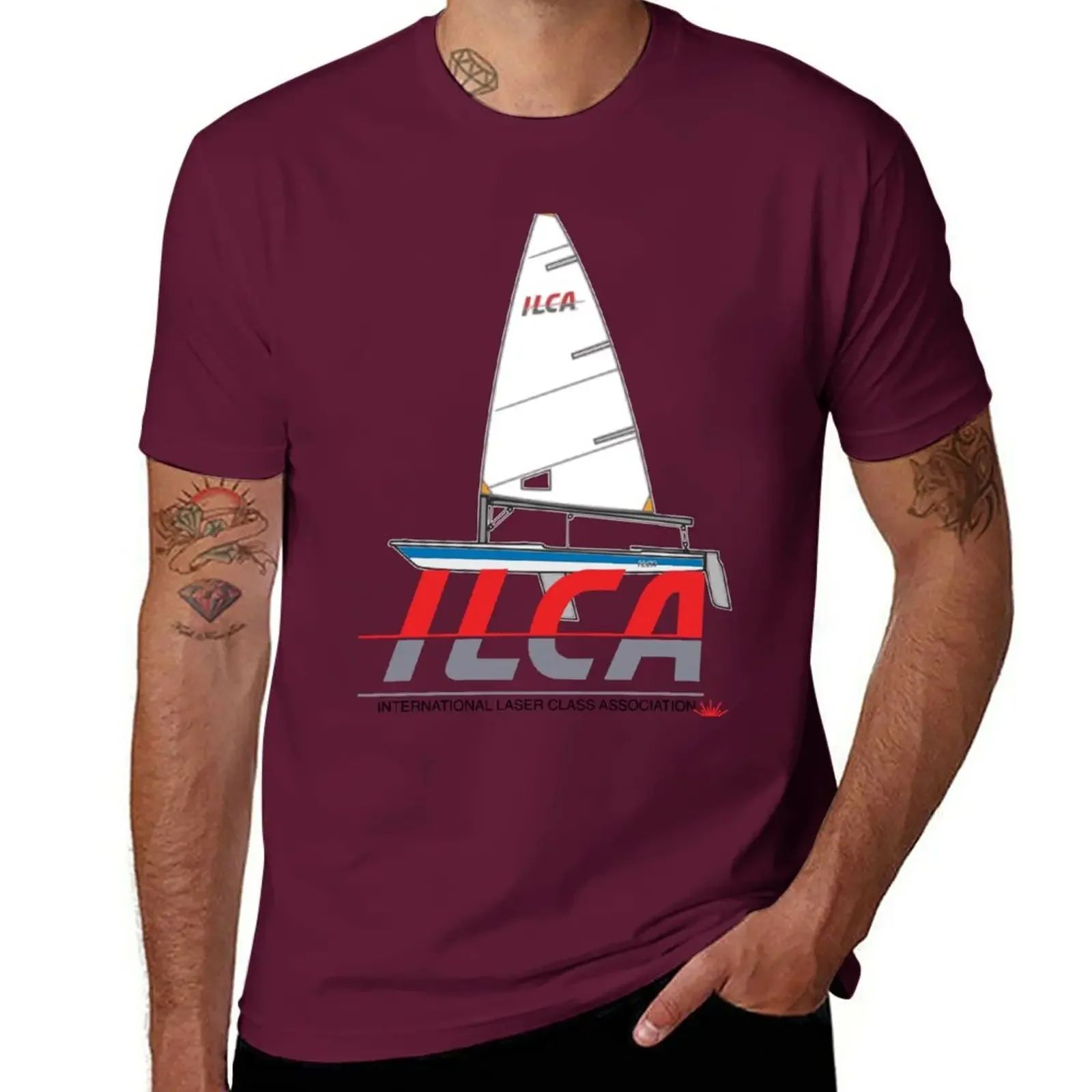 New Bestseller- Laser sailboat on ILCA logo -graphic t shirt t shirts for men aser sailing dinghy T-Shirt  streetwear  harajuku