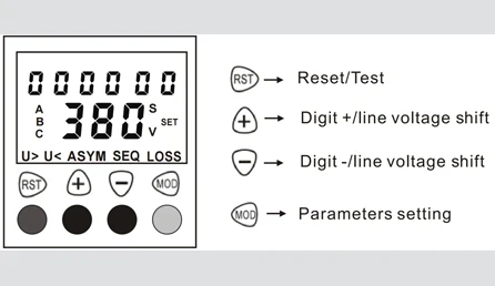 Relé de monitoreo de voltaje de cuatro cables trifásico LCD JVR1000-AN relé Protector Neutral de secuencia de fase de sobretensión