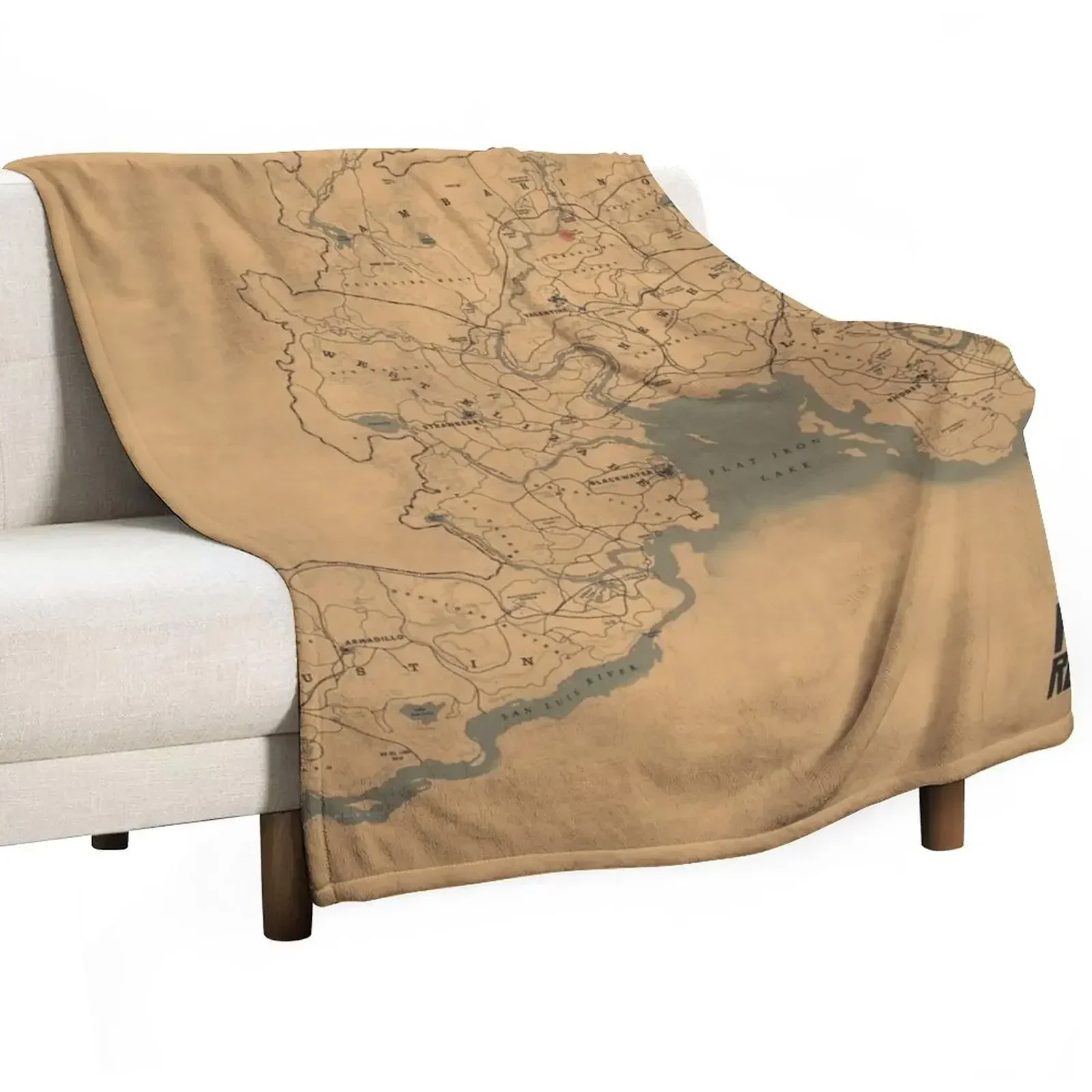 Red Dead Redemption 2 Map Poster - RDR2 Map Throw Blanket Decorative Beds Beach Blankets