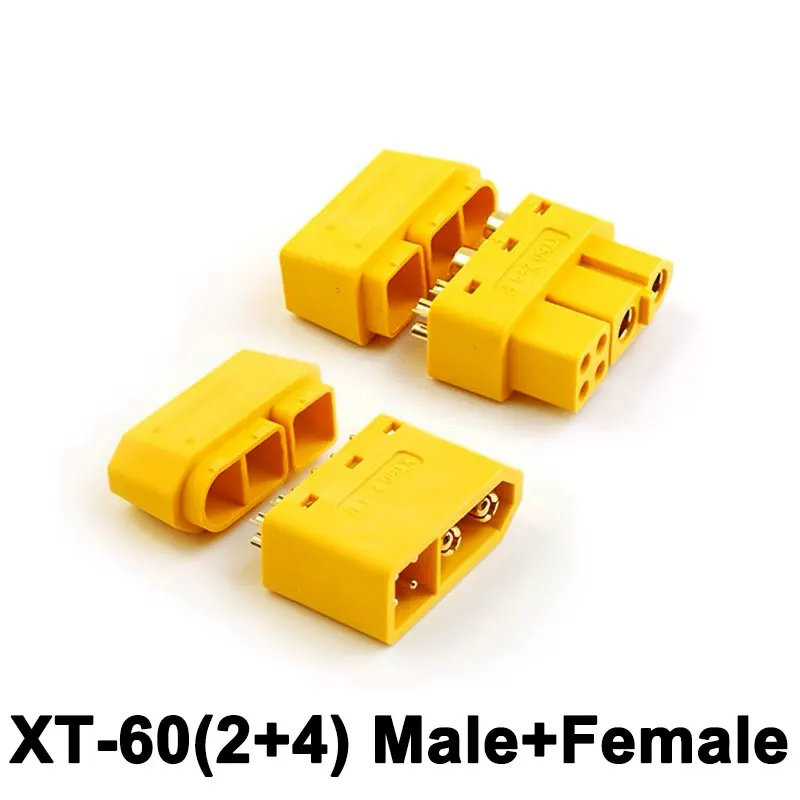 2+4 XT60 mit Signalpin Modellflugzeug Hochstrom-Lithium-Batteriestecker Männlich Weiblich 6-polig Schweißdraht-Verbinder mit Hülle