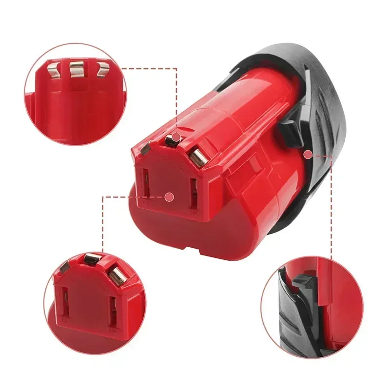 Batería de iones de litio de 12V y 3000mAh para herramientas inalámbricas Milwaukee M12 48-11-2411 48-11-2420 48-11-2401 48-11-2402 48-11-2401 M12 de 12 voltios