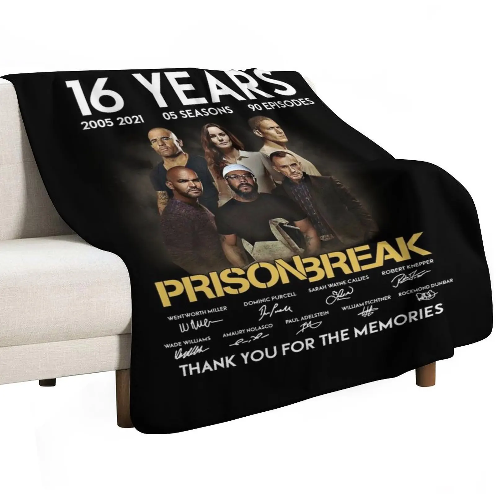 16 Years Prison Break Signature , Thank You For The Memmories , Prison Break Throw Blanket Heavy Picnic manga Thin Blankets