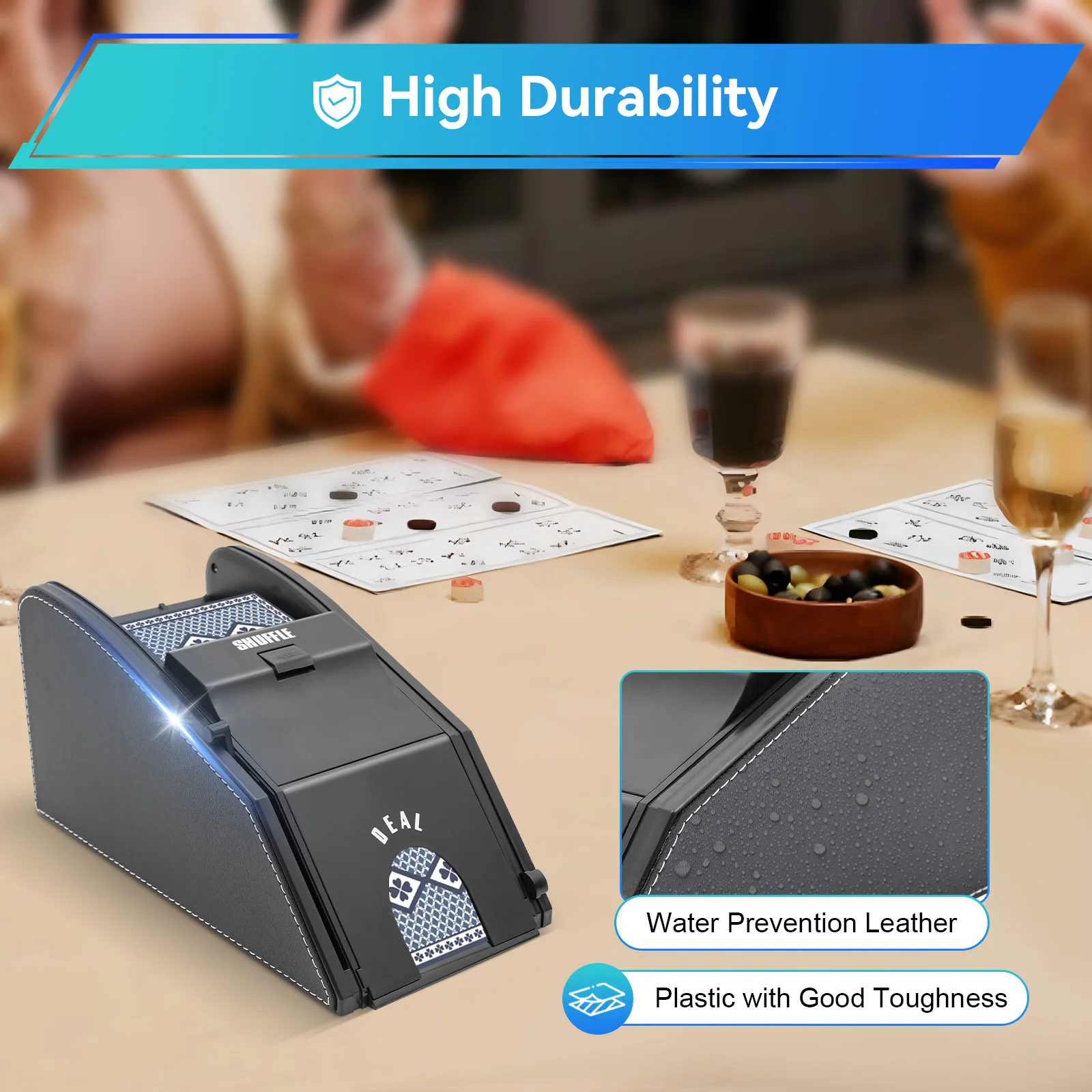 

110V Automatic Shuffle Machine With Power Adapter High Durability Low Noise Light Weight Fast Shuffling Black