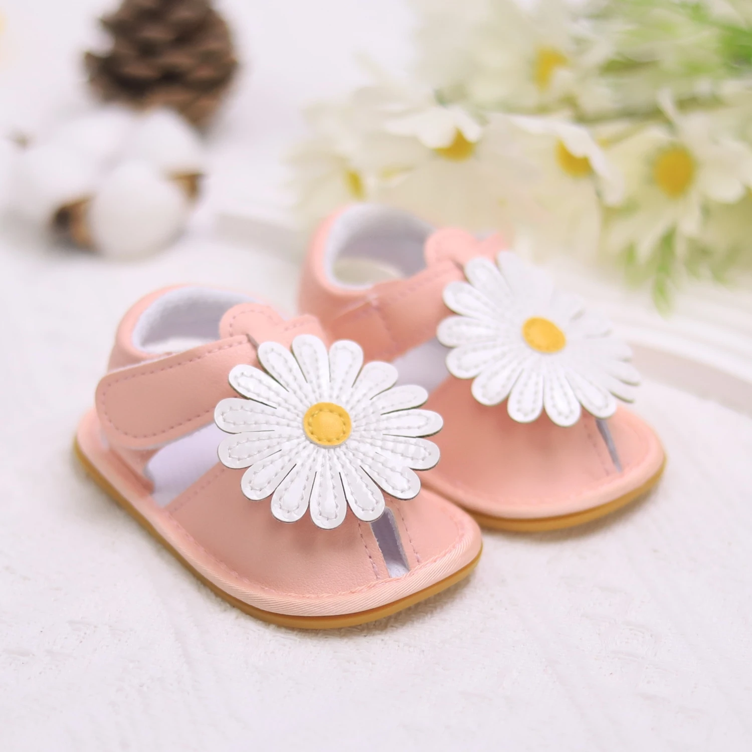 حذاء طفل رضيع زوج الأولى أحذية ما قبل الخطوة موضة الصنادل الصيفية زهرة