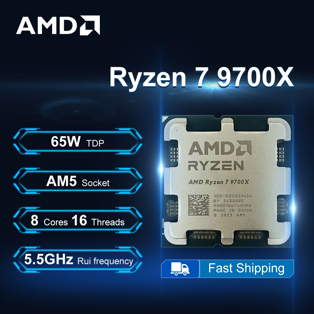 

Процессор AMD Ryzen 7 9700X, 3,8 ГГц, 8 ядер, 16 потоков, R7 9700X, 65 Вт, 4 нм, L3 = 32 м, DDR5, разъем AM5, без вентилятора