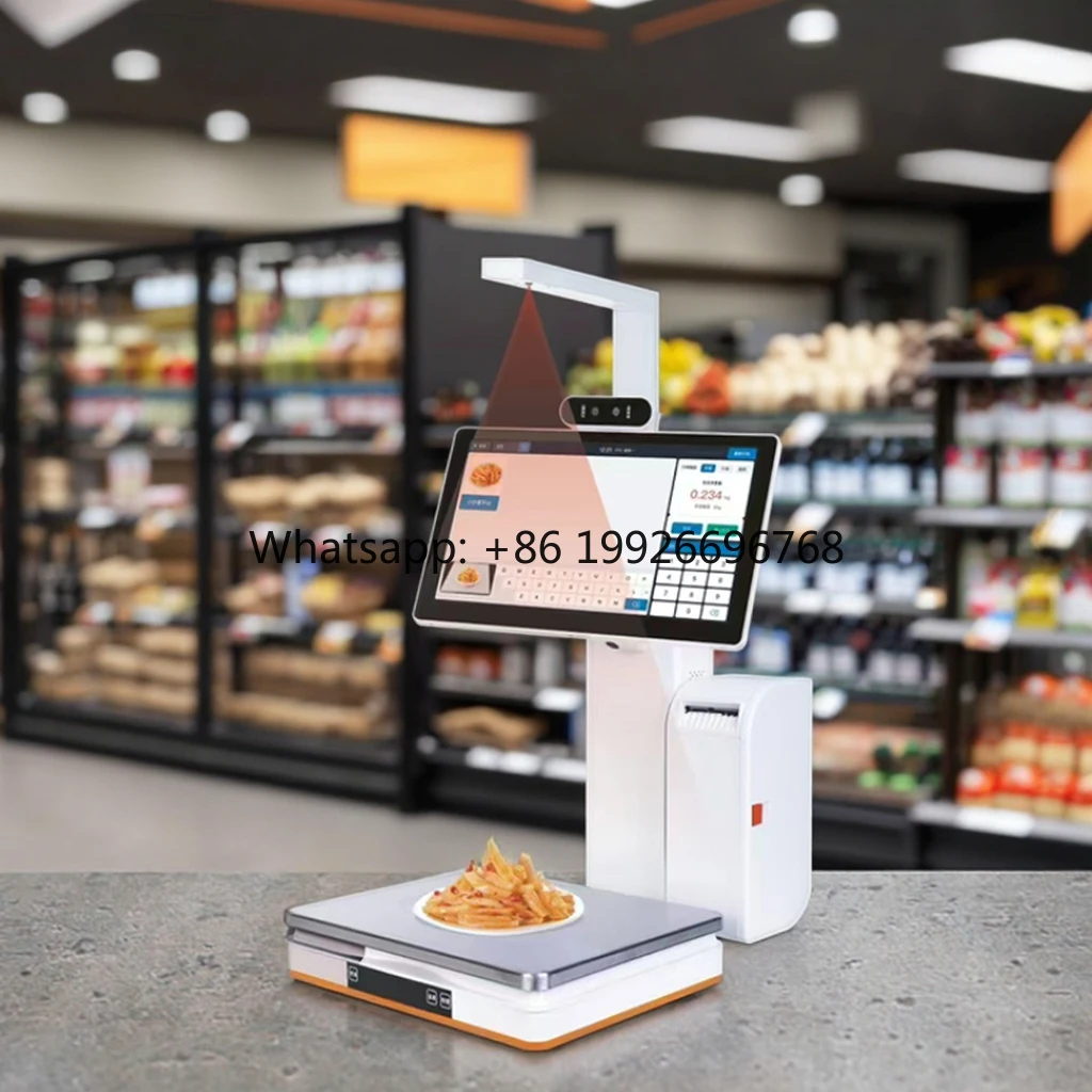 Dual Touch Screen 15.6-Inch POS Scale NFC/WiFi Electronic Barcode Label 58mm Printer Cash Register Weighing POS Terminal