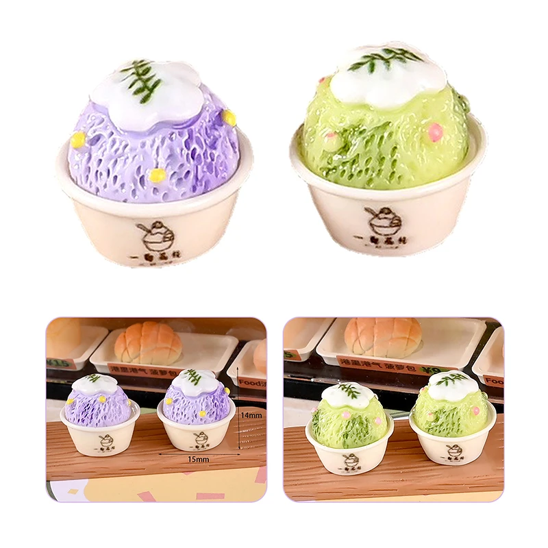 **6pcs Cute Dollhouse Miniature Kitchen Food Toy Jam Ice Cream Cone Model Home Decor Kids Pretend Play Toys color random