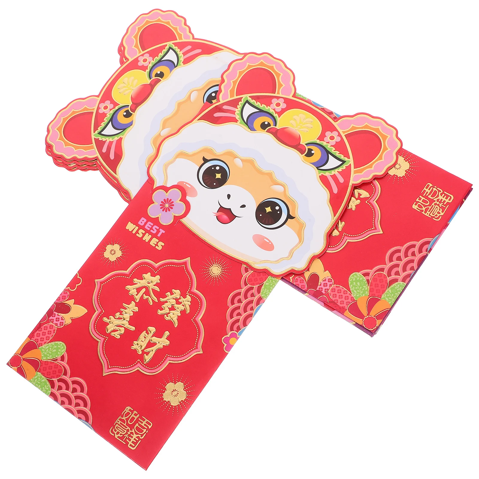 

6pcs Cartoon Chinese Hongbao Wedding Money New Year Envelope Paper Red Packet Birthday Money Envelopes Lunar New Year Family