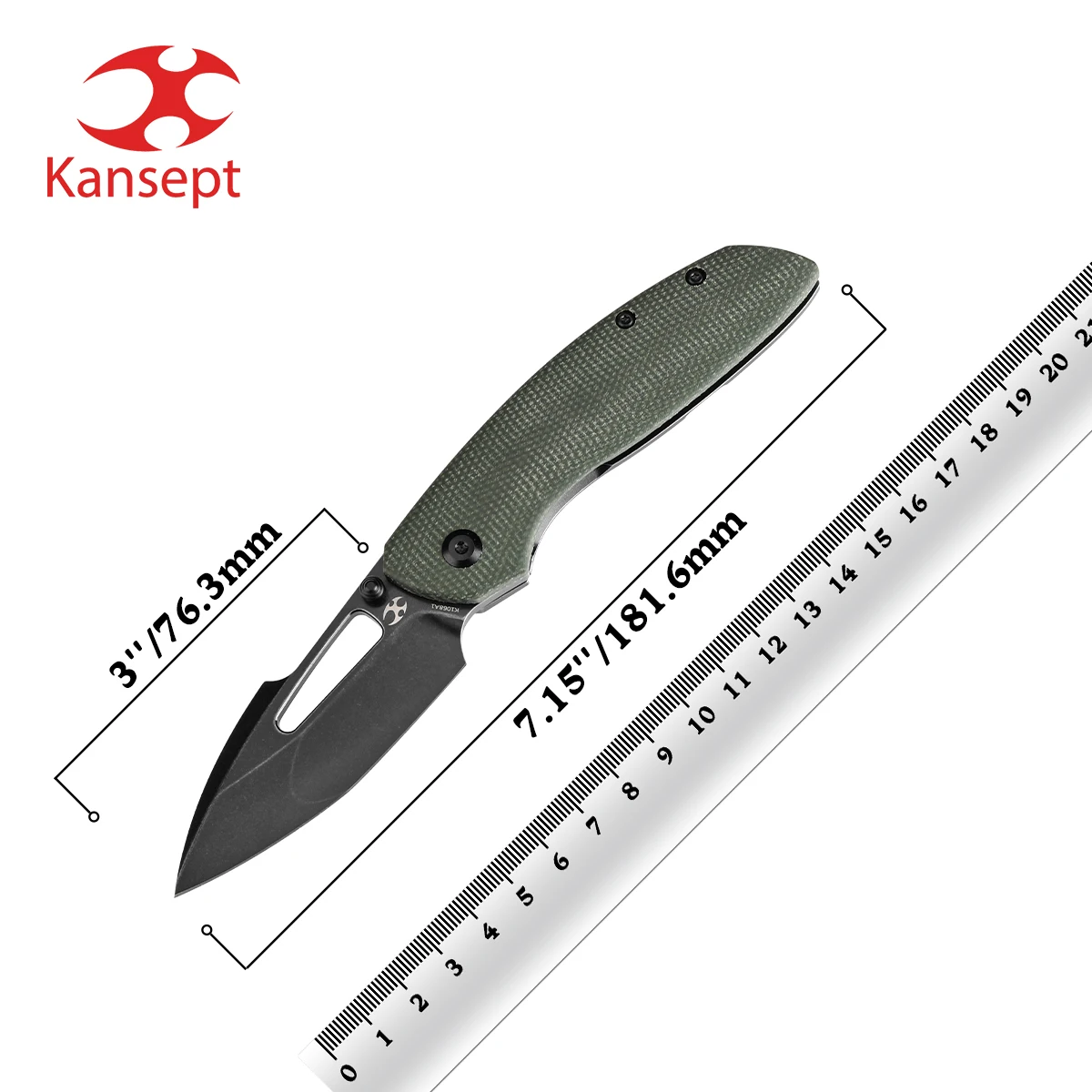 

Kansept Link K1068A1 Folding Knife Blackwash CPM 20CV & Green Micarta+Blackwash Titanium Handle Designed by Triple Stripe Knives