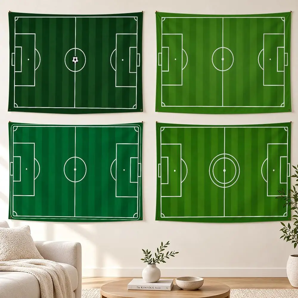 Soccer Field Pattern Door Mat Flags Banner For Bedroom Outdoor Living Room Restaurant Bar Wall Decor Party