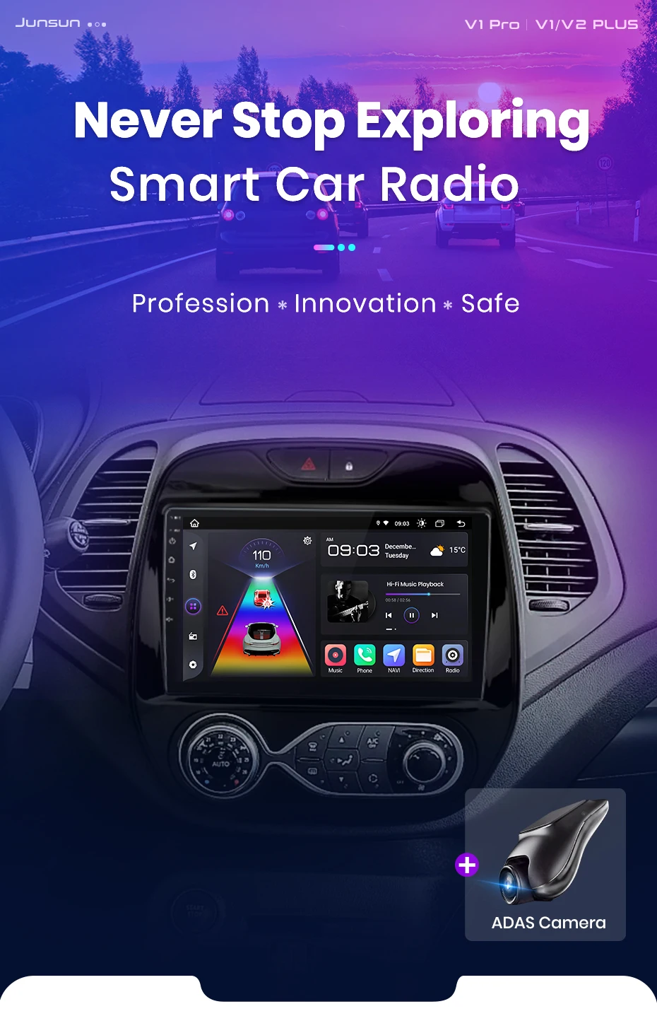 Junsun Drahtlose CarPlay Android Auto Auto Radio Für Renault Captur Kaptur 2016-2019 GPS Multimedia 2 din – Detail 4