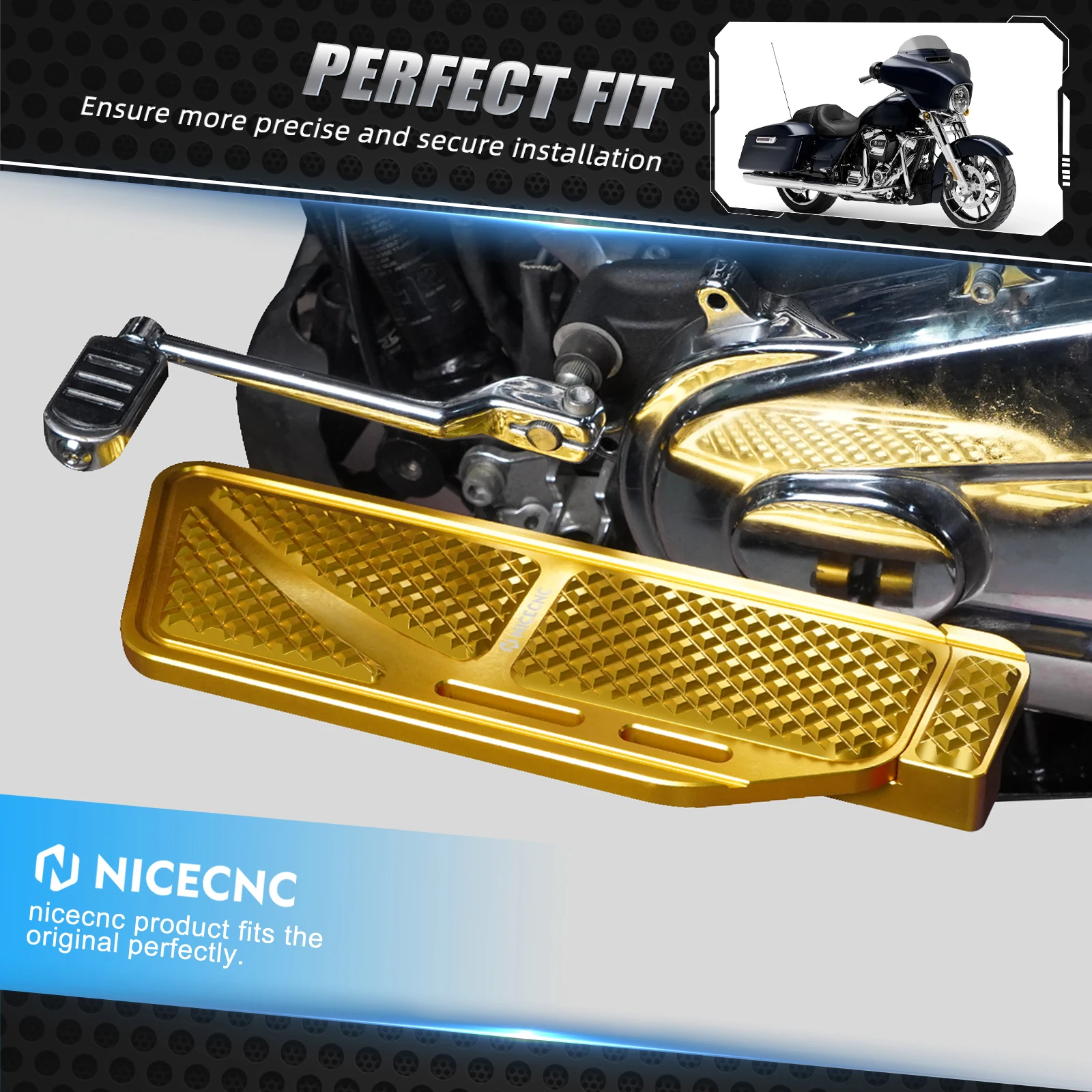 NICECNC Fahrer-Fußrasten Beifahrer-Fußpedale für Harley Street Glide FLHX Road Glide FLTRX /Special Road King FLHR 2017-2024 – Detail 20