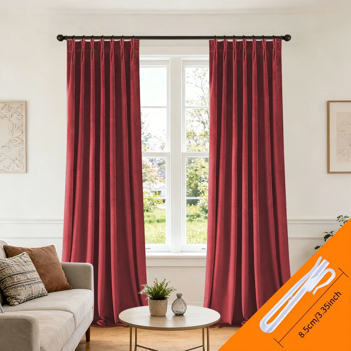 2 Cortinas Plisadas de Terciopelo Mate Color Granate, Estilo Romántico Rústico, Cortinas Opacas para Ventanas que Bloquean la Luz y Proporcionan Privacidad para Dormitorio de Huéspedes y Sala de Estar
