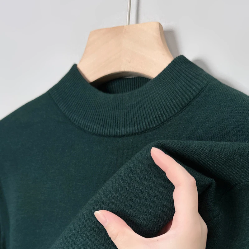 Vendite calde Autunno Inverno Nuovi uomini Collo semi-alto Maglieria a maniche lunghe Colore puro di alta qualità Semplice maglione Pendolarismo Abbigliamento da uomo