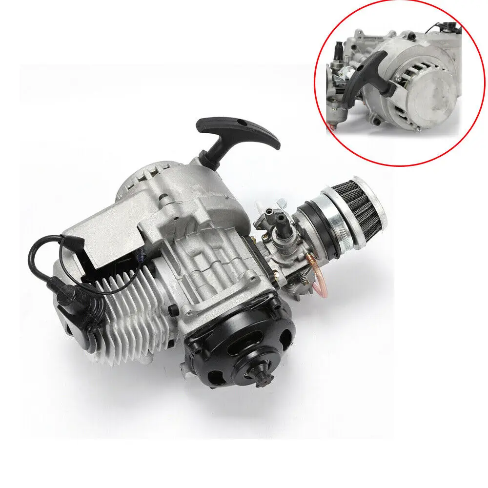 

49CC Two-Stroke Engine Motor Minimoto Complete Engine Motor Kit Pull Start for Pocket Mini Bike ATV Dirt Bike/Quad/Scooter