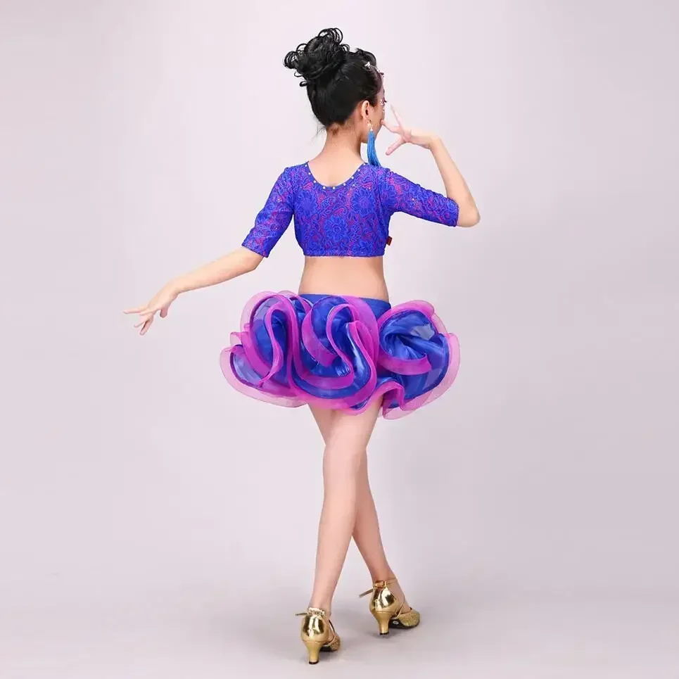 

New Summer Latin Dance Dress for Girls Ballroom Tango Kids Modern Competition Stage Outfit Child Latin Dance Costume Dancewear