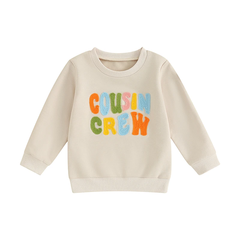 

Baby Girl Boy Clothes Cousin Crew Shirts Long Sleeve Embroidery Crewneck Pullover Sweatshirt Jumper Loose Winter Clothes