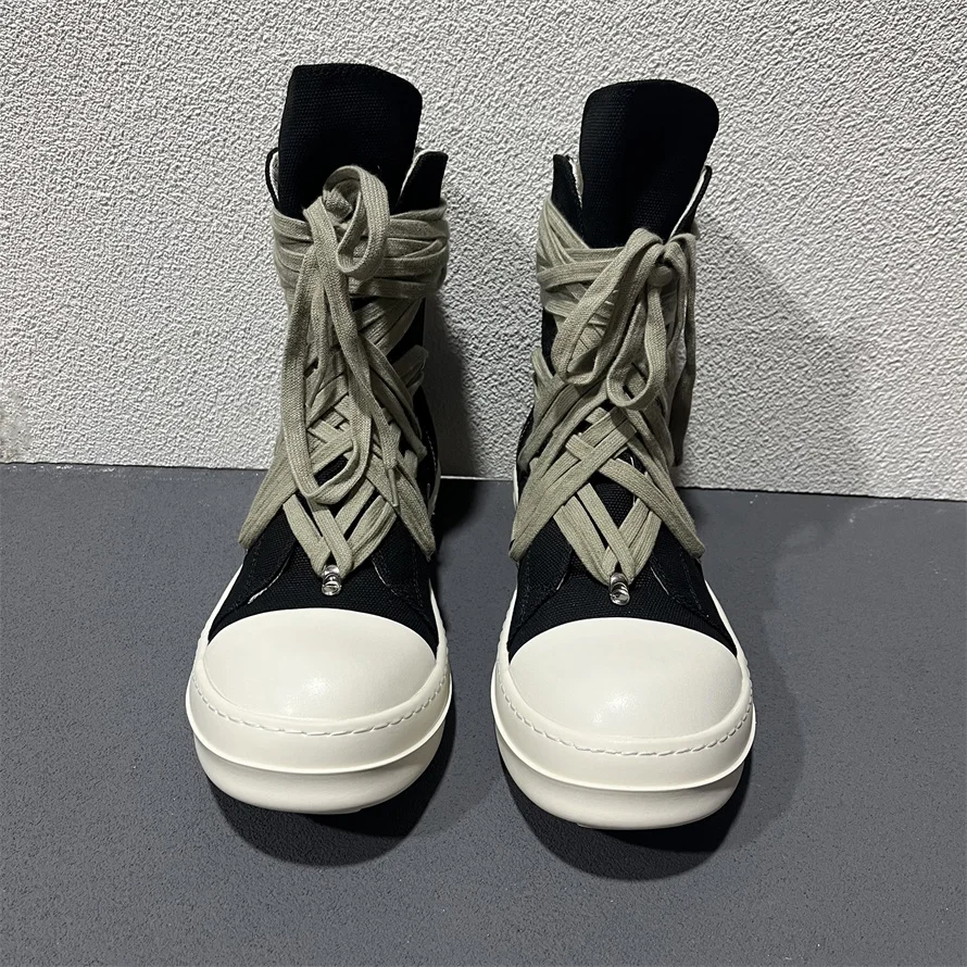 High Quality Real Picture Mess Up Cross Lace Canvas Trainer Lovers Sneakers Boots
