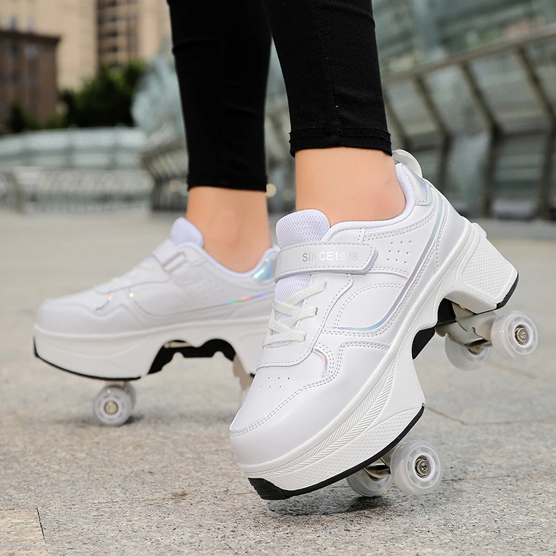 Children's Sports Roller Skates Deformation Shoes 4 Four-wheeled Kids Outdoor Runaway Shoes Student Breathable Boy Girl Sneakers