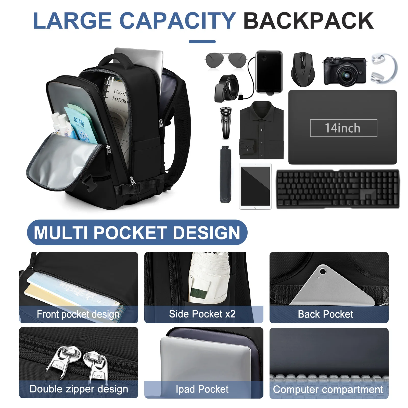 College Laptop Backpck Travel Essentials, Ryanair Cabin Airplane 40x20x25 Travel Backpack Hand Luggage Backpack, Hikking Bag Men