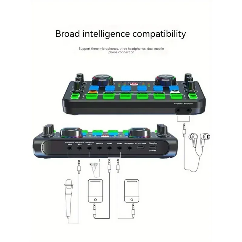 HD X60 Sound Card English Version Professional Sound Cards Audio Mixer For Karaoke Broadcast KTV Singing Live Sound Mixer