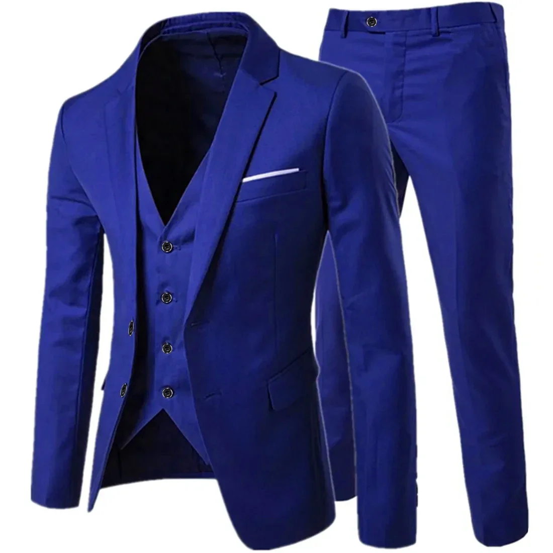 

Business Gentleman 3 Suit Pieces Sets Groom Wedding Classic Solid Slim Dress Men High End Jacket Trousers