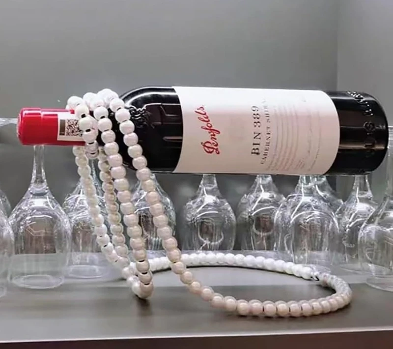 

Space saving Floating Wine Shelf Pearls Display Rack for Kitchen and Dining Room