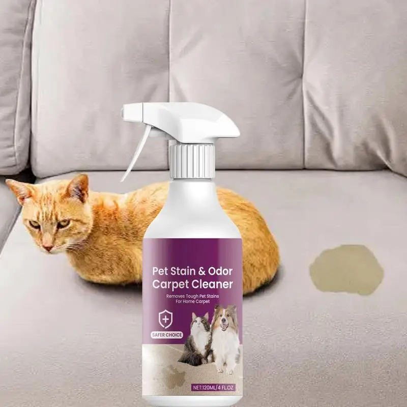 Pet Stain Cleaner For Carpet 120ml Pet Carpet Deodorizer Powerful Pet Stain Destroyer Safe Stain Remover Spray Effective For