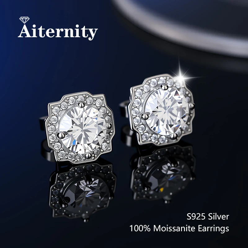 Nuevo 100% Pass Diamond Tester Pen Moissanite Stud pendientes Plata de Ley 925 D VVS1 para mujeres 2 certificados GRA Moissanite 01