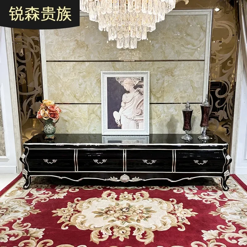 For French Solid Wood TV Cabinet European Style Small Apartment Locker Bedroom Floor Cabinet Aisle Storage Furniture Noble
